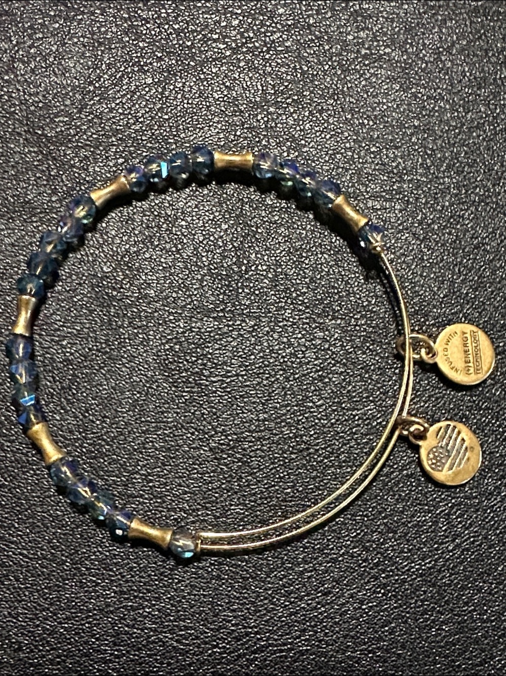 Alex and Ani Gold Beaded Expandable Bangle Crystal Bracelet